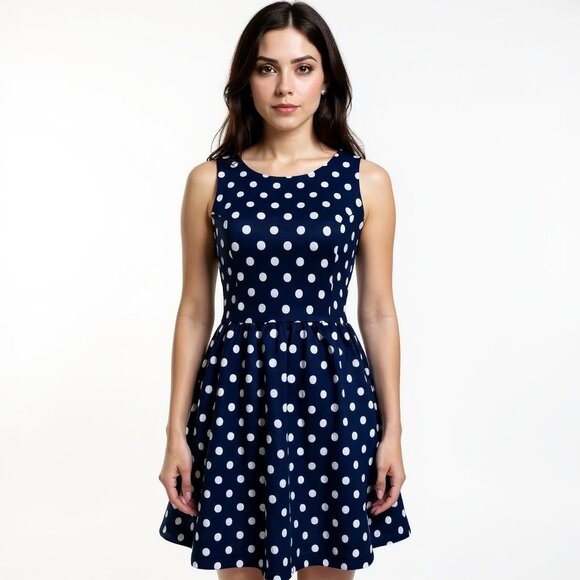 Blue and White Sleeveless A-Line Mini Sundress - Picture 11 of 13